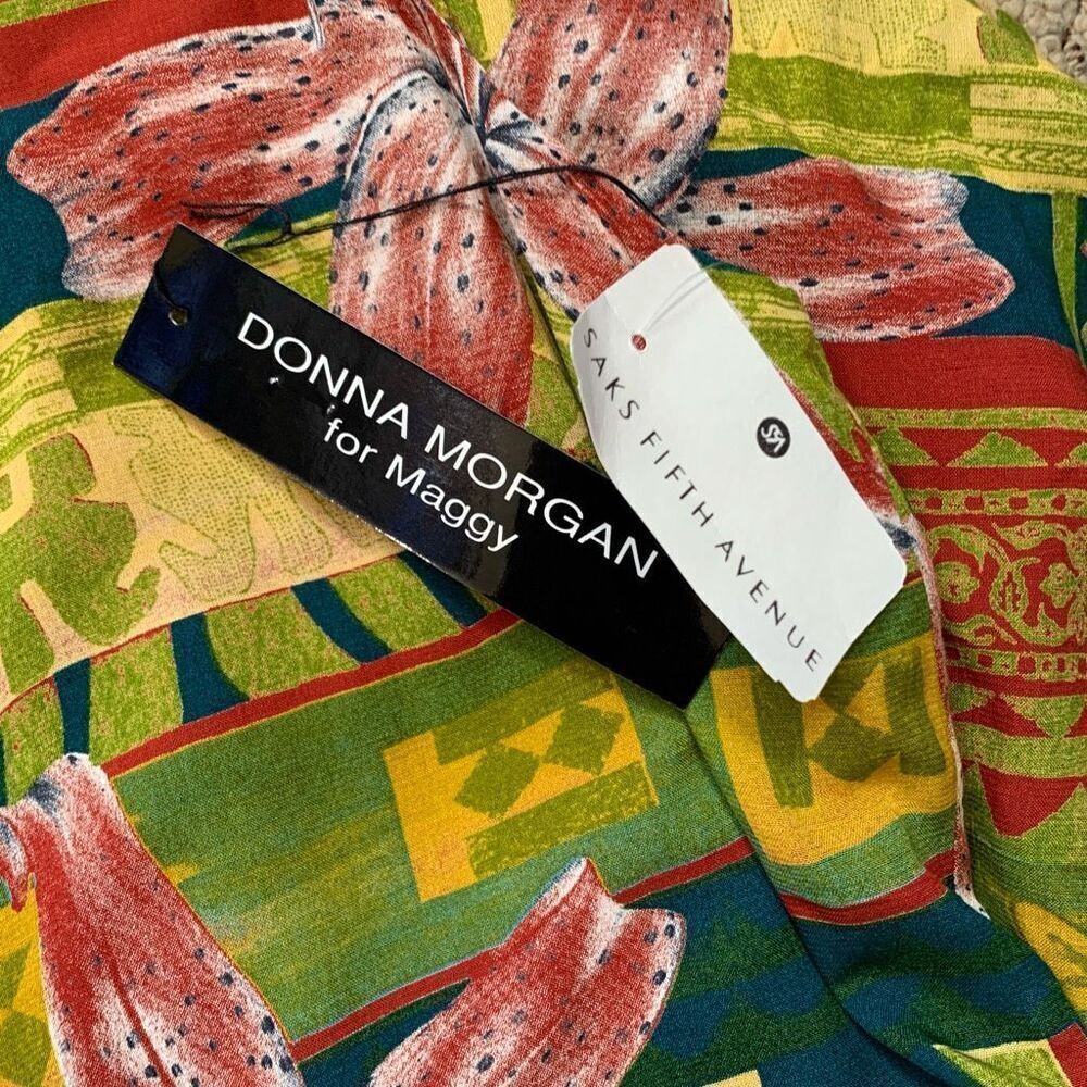 Vintage Donna Morgan Mini Dress Sleeveless Drop Waist Floral Tropical Print - Picture 9 of 10